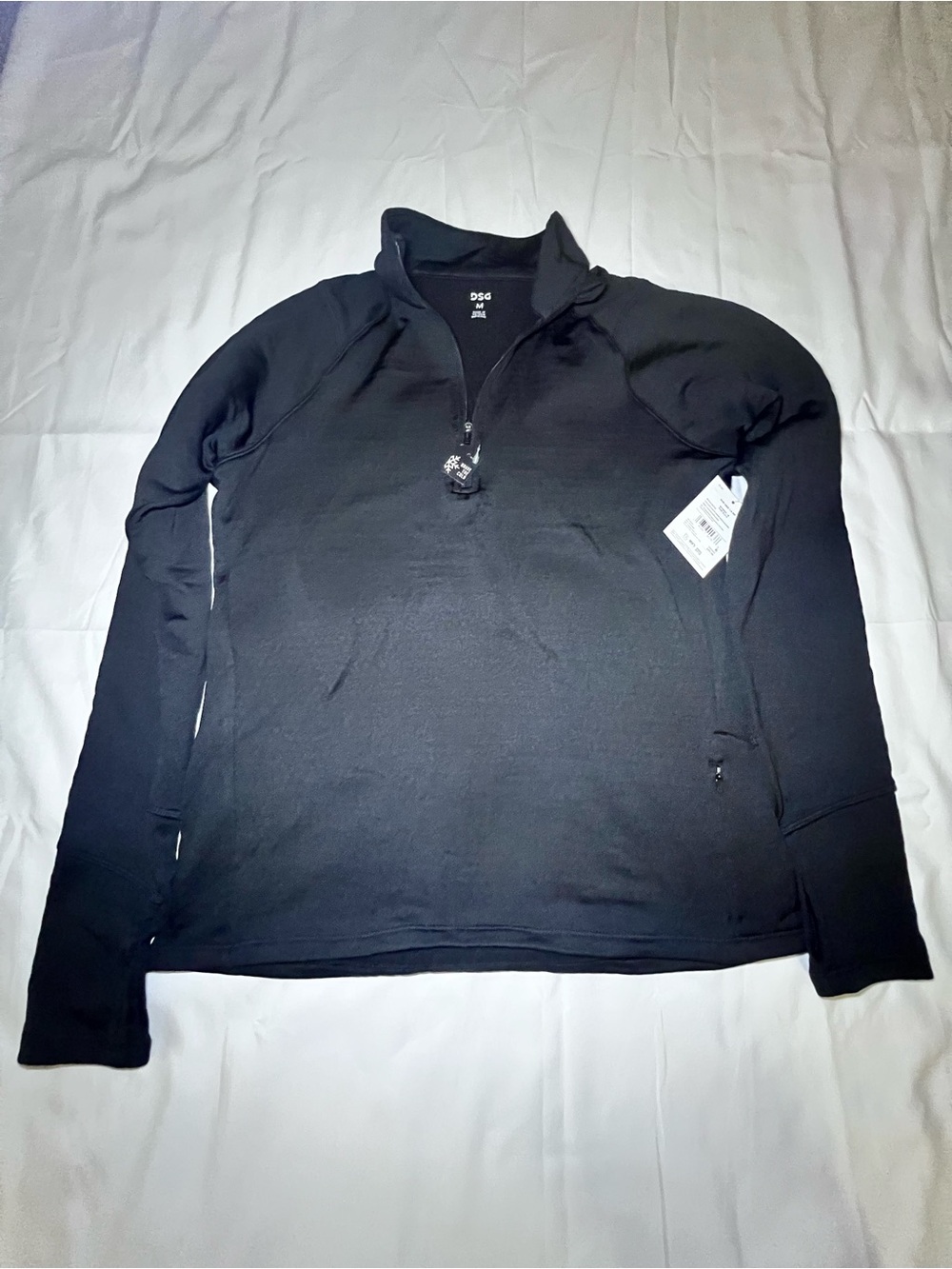 DSG Black V-Neck Quarter Zip Pullover Sweater